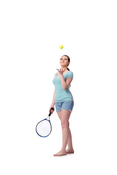 Mujer joven en concepto deportivo aislado en el blanco
 - Foto, Imagen