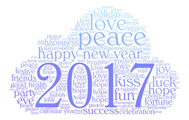 Frohes neues Jahr 2017 Wortwolke - Vektor, Bild