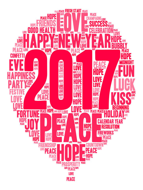 Feliz Ano Novo 2017 nuvem de palavras
 - Vetor, Imagem