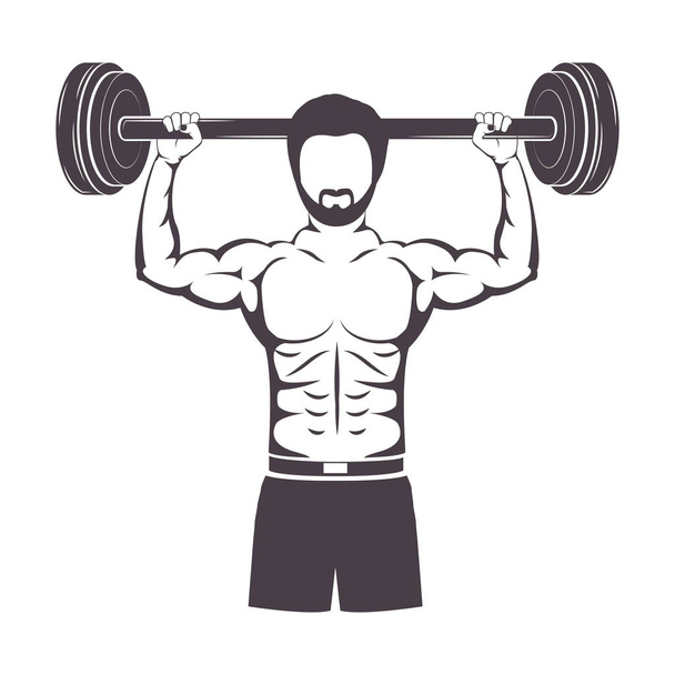 silhouette uomo muscolare sollevare un peso del disco
 - Vettoriali, immagini