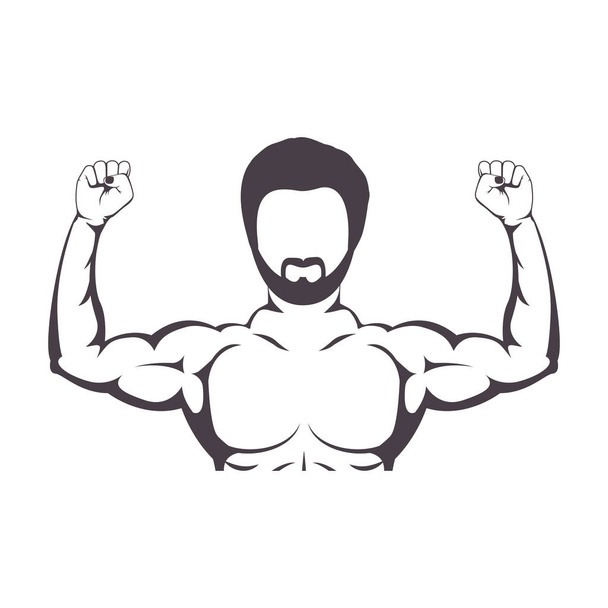 Obrysový polovinu těla svalové muž - Vektor, obrázek