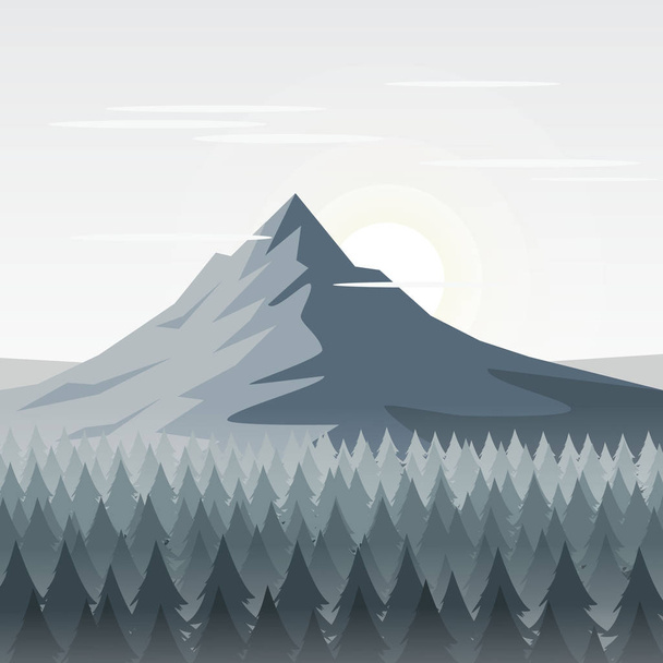 Mountain and Pine Forest Background.Vector Illustration. - Vector, Image