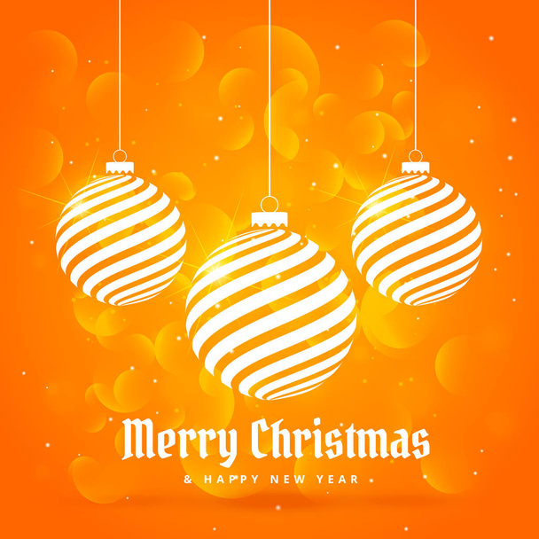 πορτοκαλί φόντο με κρέμονται Χριστούγεννα μπάλες με λευκό χρώμα wi - Διάνυσμα, εικόνα