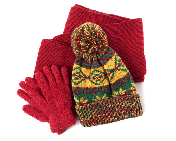 Zimní čepice, šála a rukavice - Fotografie, Obrázek