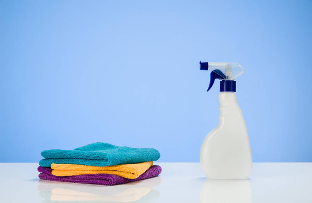Cleaning product concept background with accessories - Photo, Image