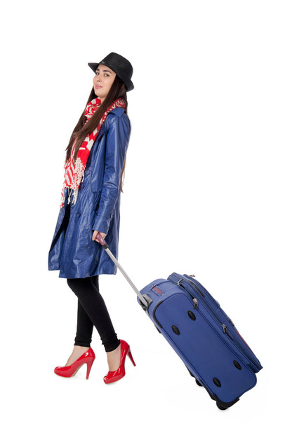 Jeune fille avec le sac de voyage
 - Photo, image