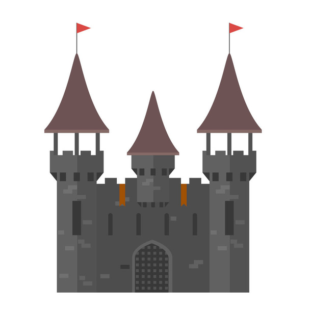 Medieval castle with towers - walled town - Vector, Image