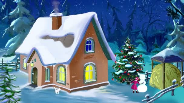 Casa pequeña en una hermosa víspera de Año Nuevo
 - Metraje, vídeo
