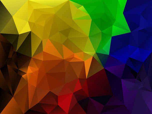 完全なスペクトル虹色の三角形のパターンとベクトル不規則な多角形の抽象的な背景 - ベクター画像