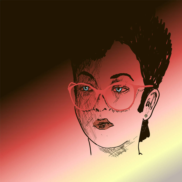 wommen face on the red - Vector, Image