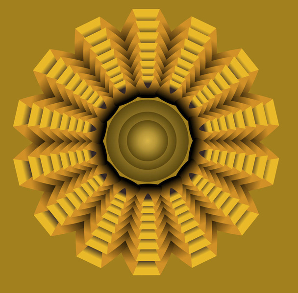 Желтая звезда в стиле op art, элемент золотой симметричной окружности
 - Вектор,изображение
