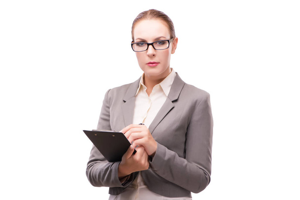 Строга серйозна бізнес-леді ізольована на білому
 - Фото, зображення