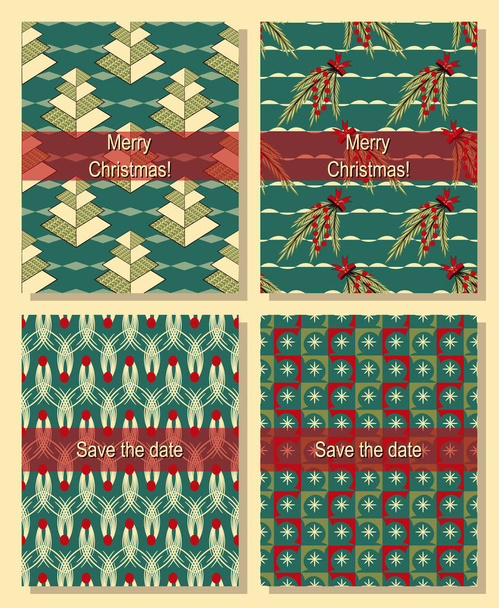 Набор рождественских абстрактных векторных шаблонов. Сохранить дату
 - Вектор,изображение