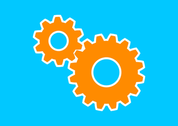 Mavi arka plan üzerinde turuncu endüstriyel simgesi  - Vektör, Görsel