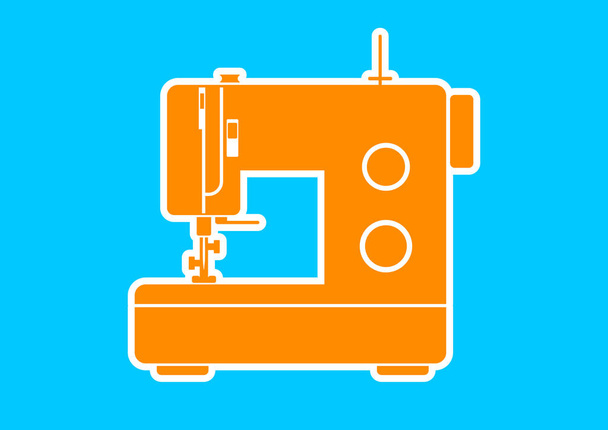  Ícone da máquina de costura no fundo azul
 - Vetor, Imagem