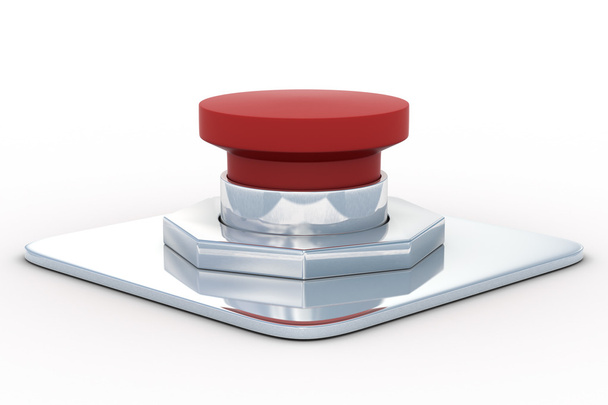 Red button on a white background. - Photo, Image