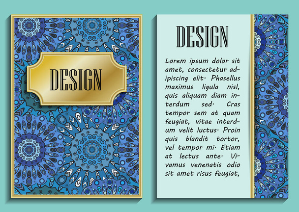 Cartão ou convite em estilo oriental com ornamento mandalas florais orientais. Islã, árabes, indianas, otomanas, chinesas, motivos japoneses
 - Vetor, Imagem