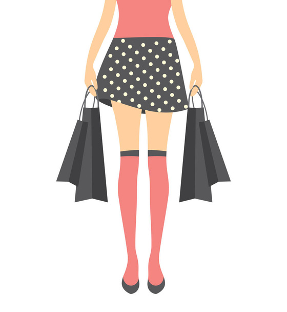 Shopping girl vector illustration - Vektor, Bild