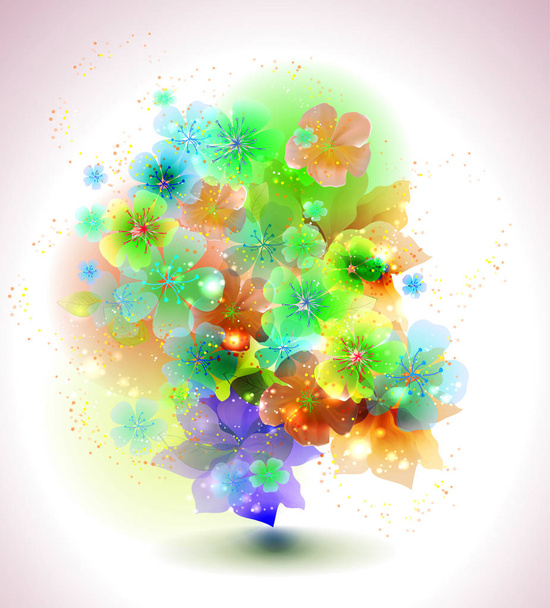 Background with decorative flowers - Vector, Image