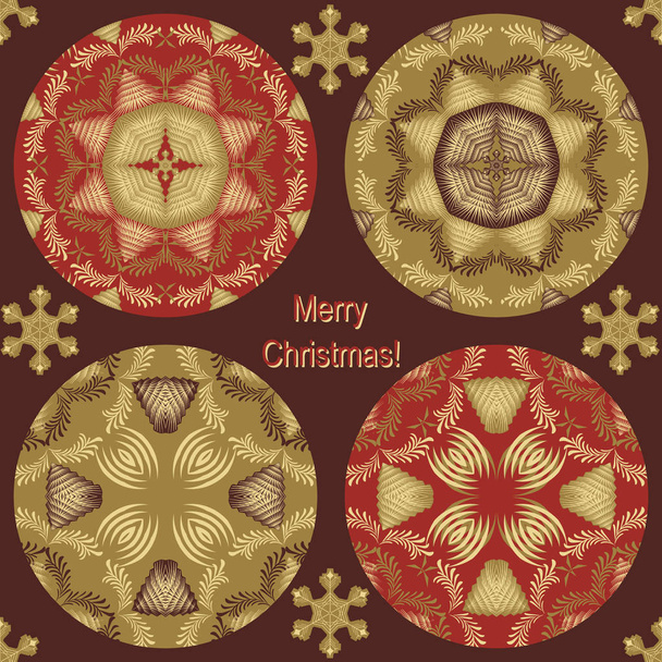 Christmas vector set of circular patterns - Vektör, Görsel