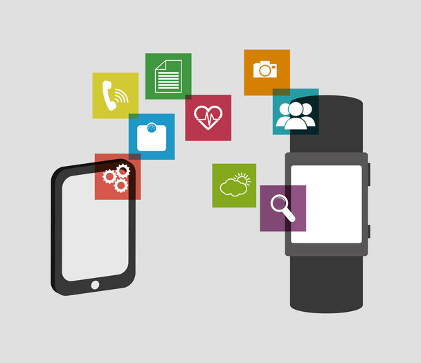 Wearable mobile technology - Vector, Image