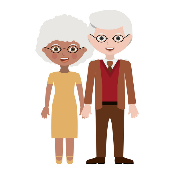 祖父母漫画デザインのカップル - ベクター画像