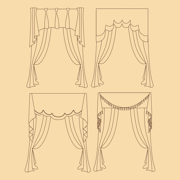 curtains. interior textiles.   interior decoration textiles  - Vector, Image