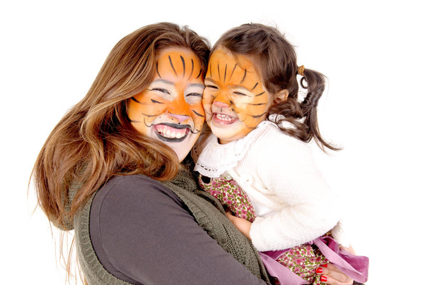 sisters painted as tigers - Фото, зображення