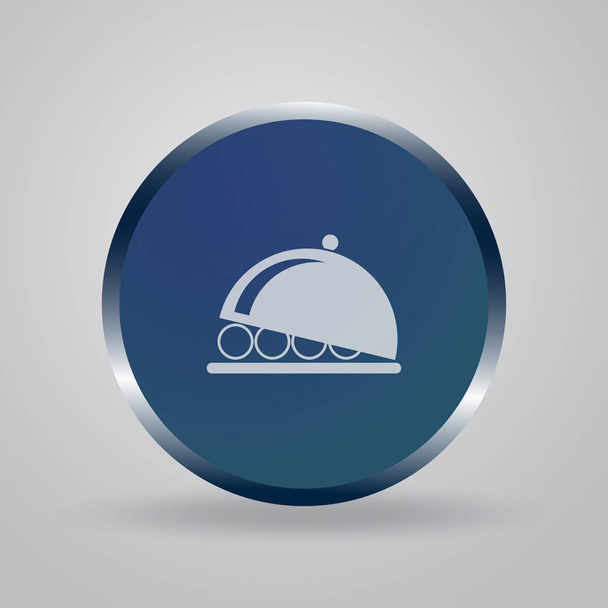 Élelmiszer tál szolgáló aláírás ikonra - Vektor, kép