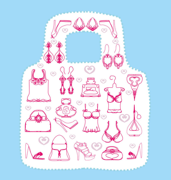 Shopping emblem, the bag shape.  - Vetor, Imagem