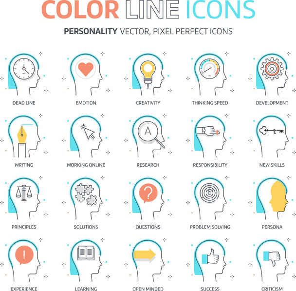 Línea de color, ilustraciones de personalidad, iconos
 - Vector, Imagen