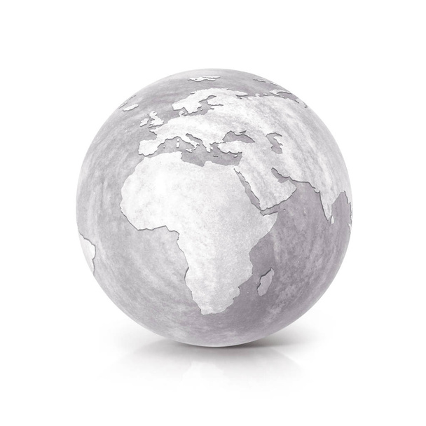 Cement globe 3D illustration europe and africa map - Photo, Image