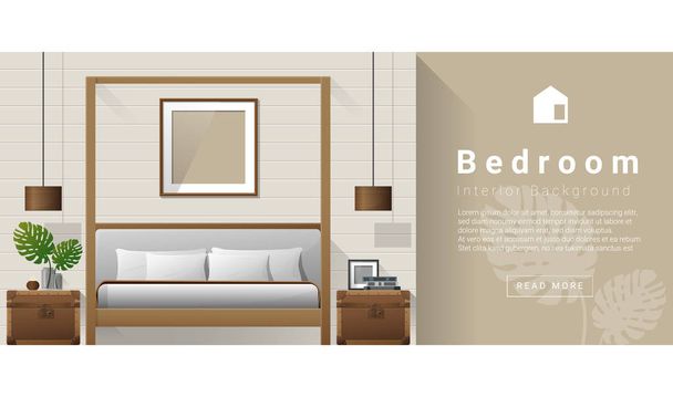 Interior design Modern bedroom background , vector, illustration - Vector, Image
