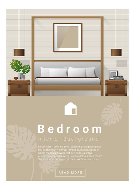 Interieur ontwerp moderne slaapkamer banner, vector illustratie - Vector, afbeelding