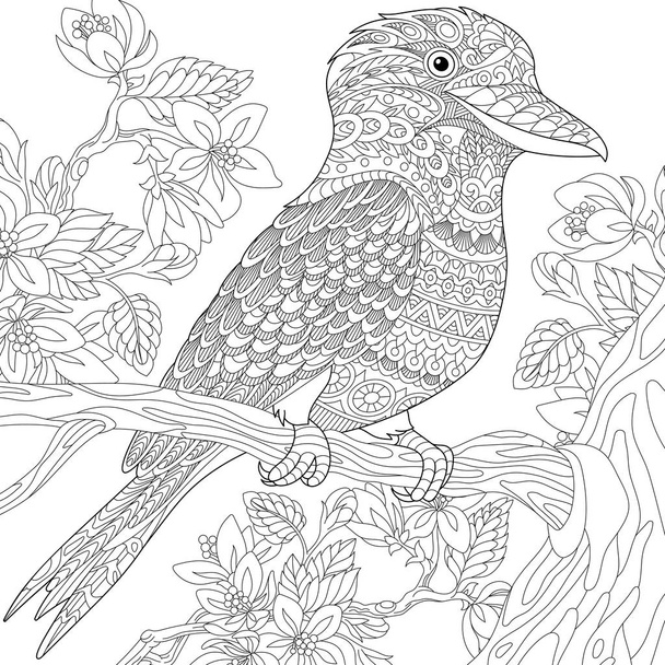 Zentangle stylized kookaburra bird - Vektör, Görsel