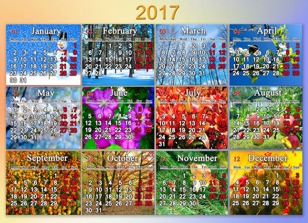 calendario 2017 en inglés con doce fotos de la naturaleza
 - Foto, Imagen