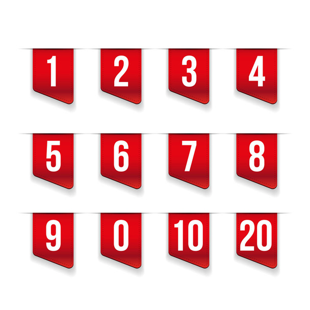 Red ribbons with number set - Vektor, kép