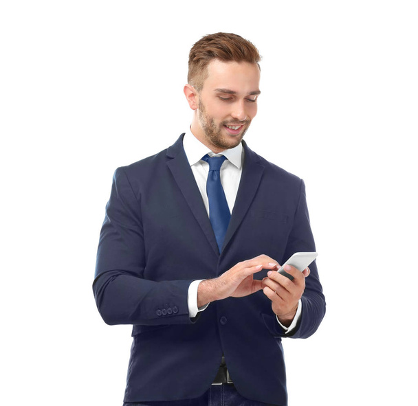 Young businessman with phone  - Foto, imagen