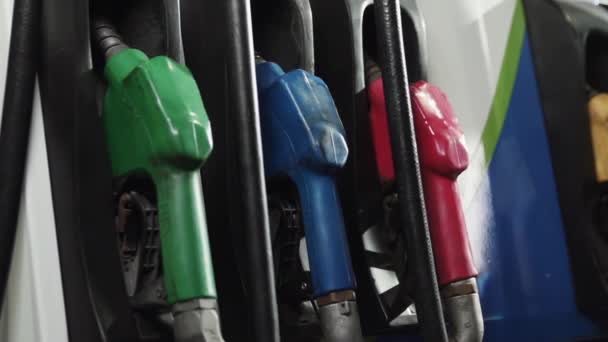 Gasoline or petrol station gas fuel pump nozzle. - Footage, Video