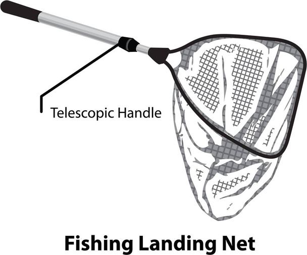 Landing net for fishing illustration marked diagram vector  - Vector, Image
