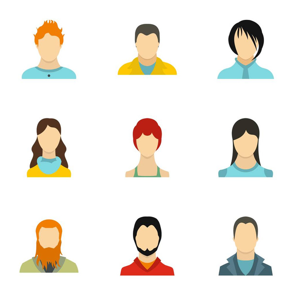Avatar pessoas ícones set, estilo plano
 - Vetor, Imagem