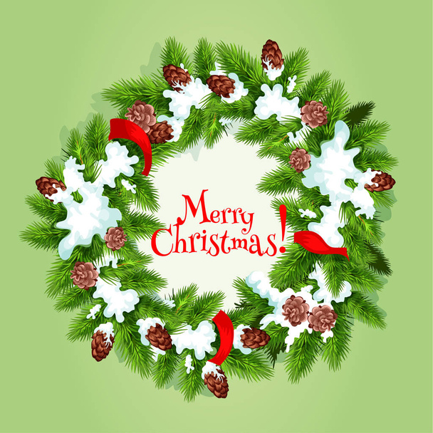 Corona de árbol de Navidad con diseño de tarjeta de nieve
 - Vector, imagen