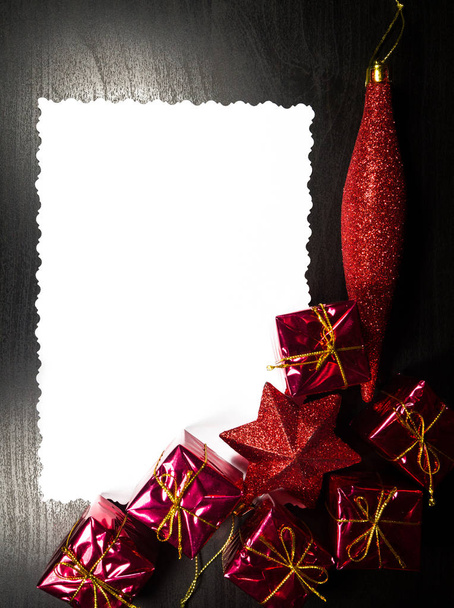 Vánoční rám s dekoracemi - Fotografie, Obrázek