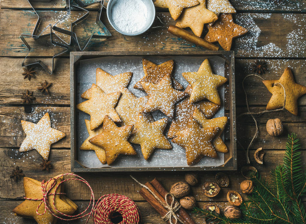 Gingerbread star shaped cookies - Photo, Image