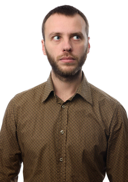 portrait of a serious man with beard isolated - Fotó, kép