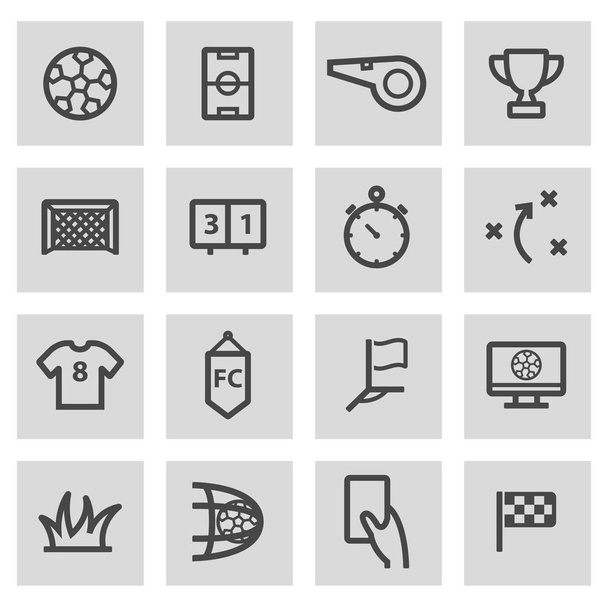 Vector black line soccer icons set - Vettoriali, immagini