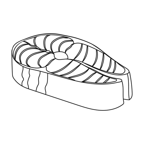Steak icon in outline style isolated on white background. Sushi symbol stock vector illustration. - Vetor, Imagem