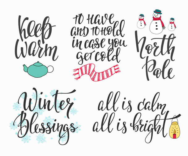 Hello Winter season typography set - Vector, Imagen