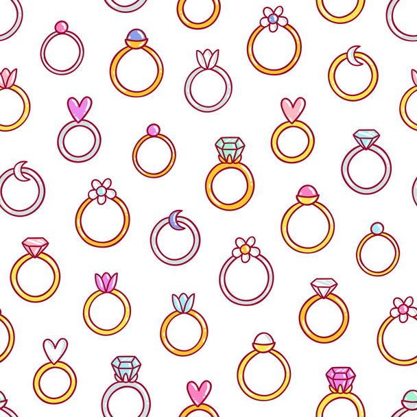 Shiny diamond rings pattern - Διάνυσμα, εικόνα