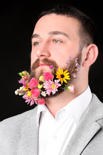Man with beard of flowers - Photo, image